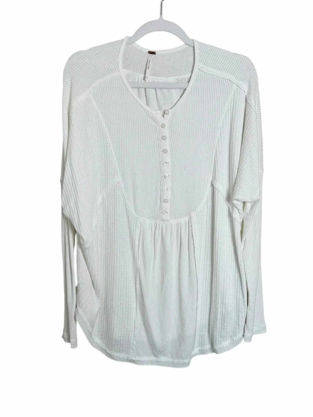 Free People Leo Henley White Oversized Slouchy Shirt Size Small Boho Casual
